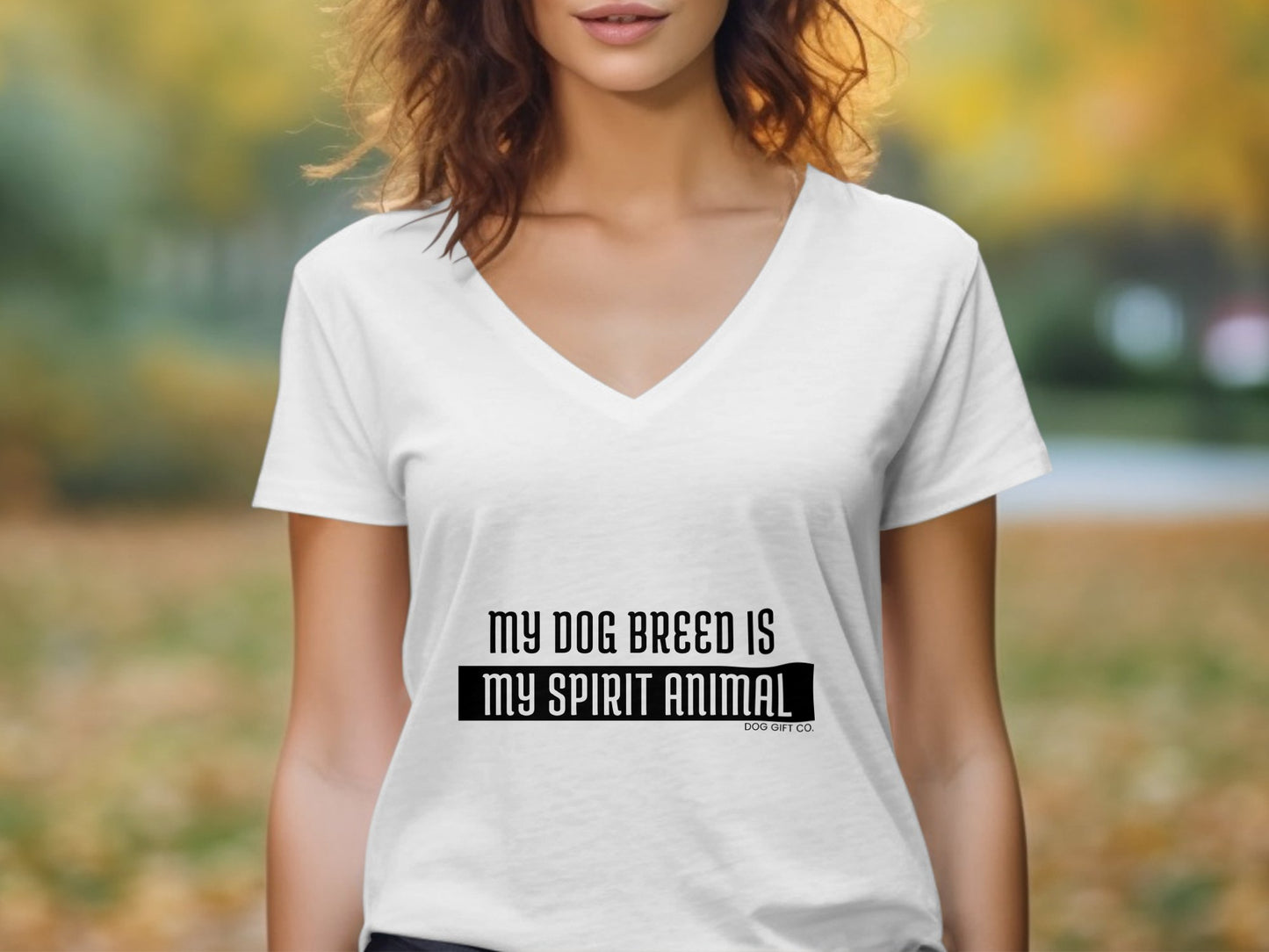 Personalised My Dog Breed is My Spirit Animal - Womens V-Neck T-shirt