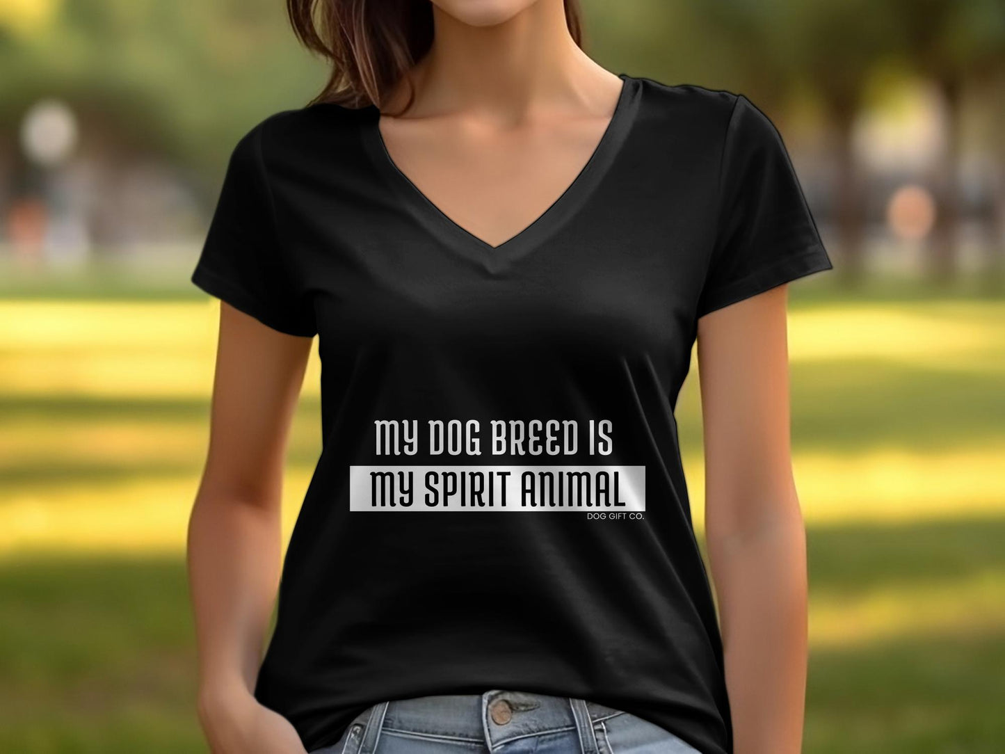 Personalised My Dog Breed is My Spirit Animal - Womens V-Neck T-shirt