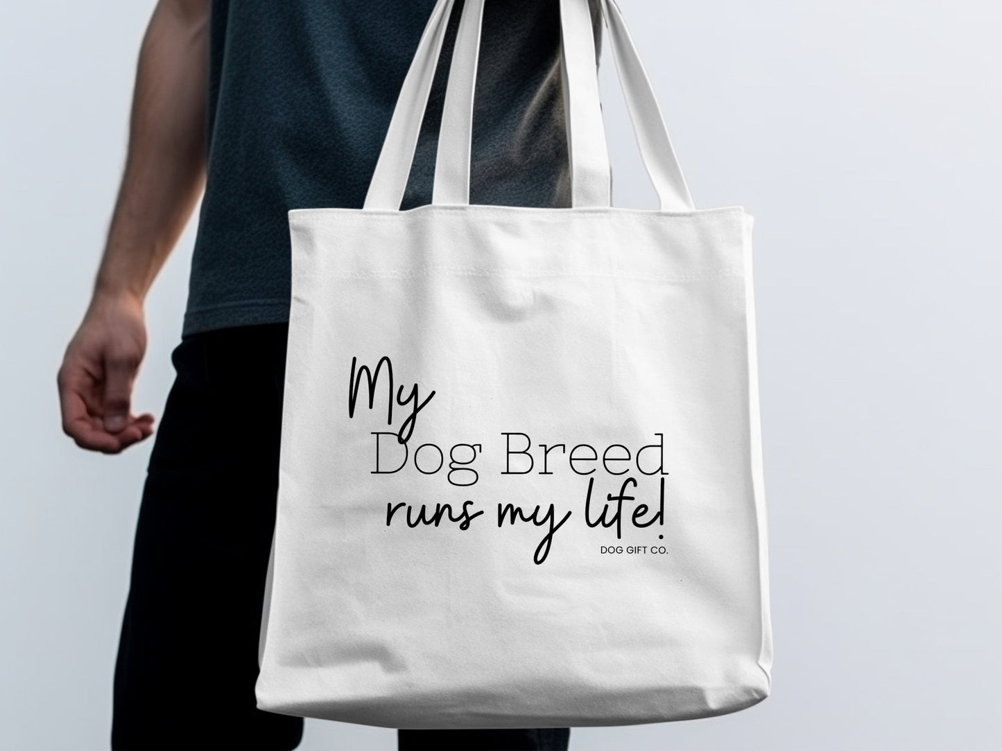 Personalised My Dog Breed Runs My Life -  Tote Bag