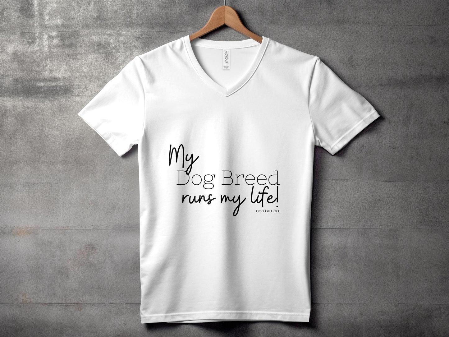 Personalised My Dog Breed Runs My Life - Womens V-Neck T-shirt