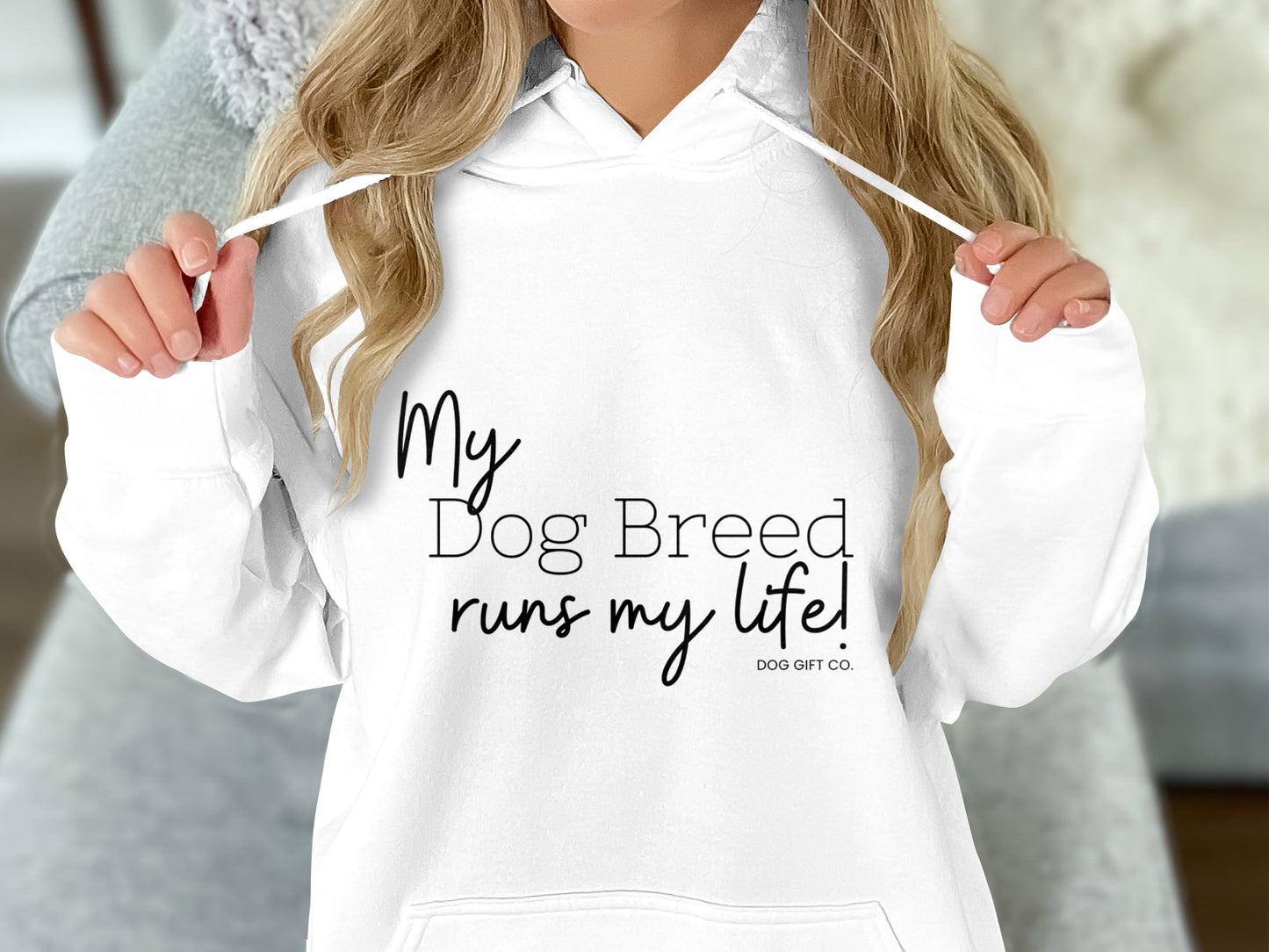 Personalised My Dog Breed Runs My Life - Pullover Hoodie