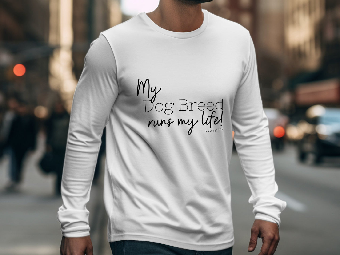 Personalised My Dog Breed Runs My Life - Longsleeve T-shirt