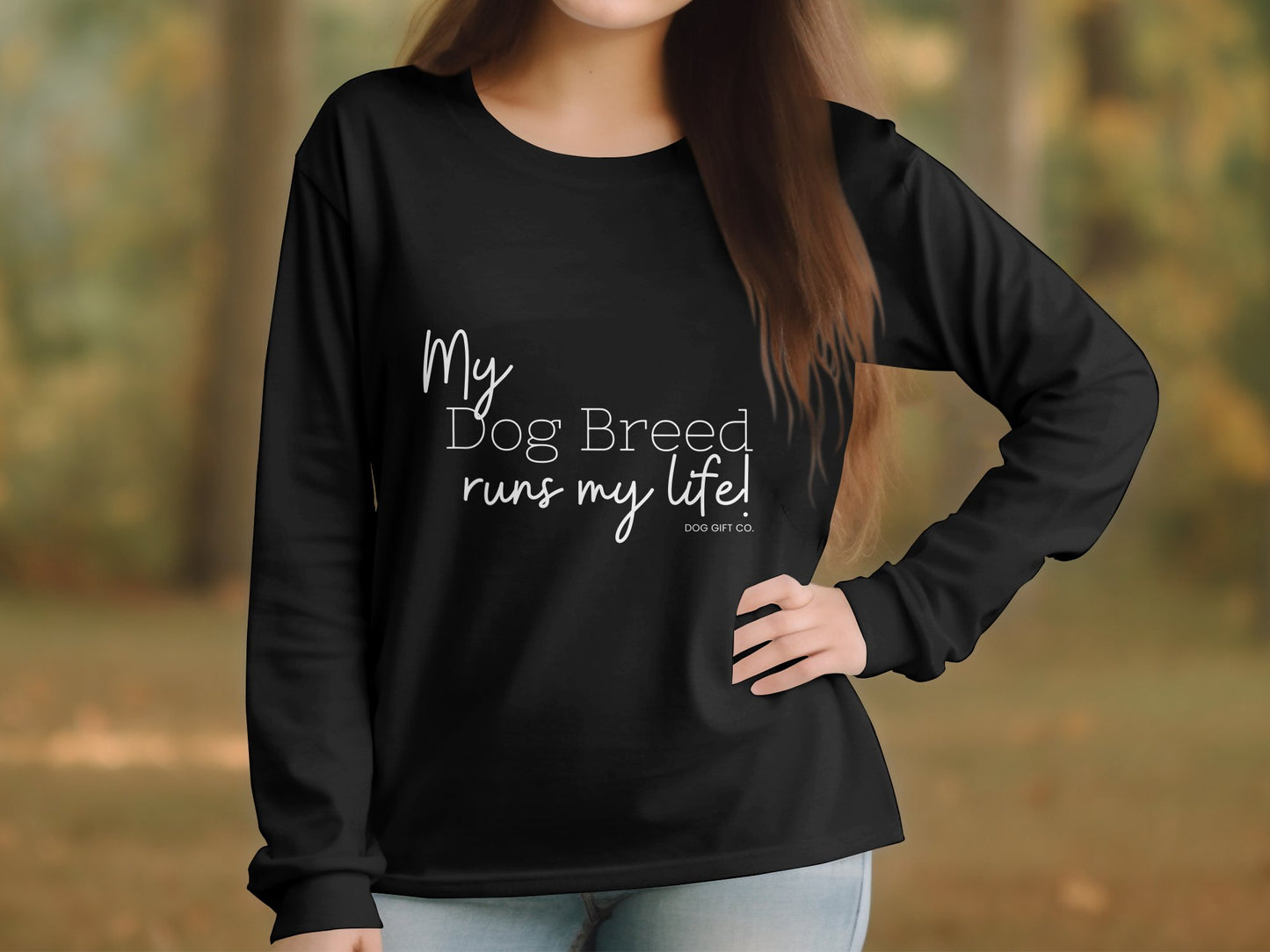 Personalised My Dog Breed Runs My Life - Longsleeve T-shirt