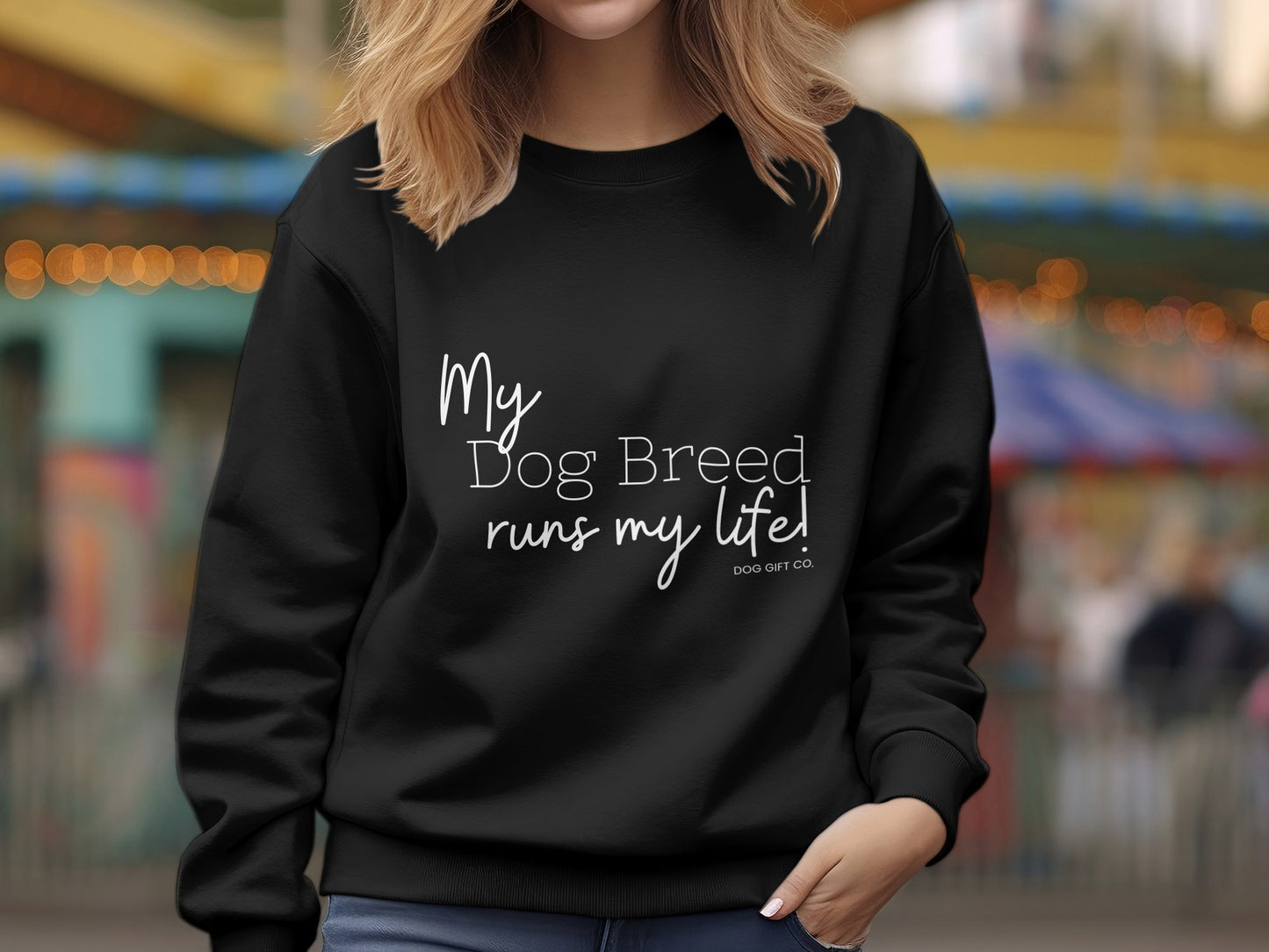 Personalised My Dog Breed Runs My Life - Crewneck Sweatshirt