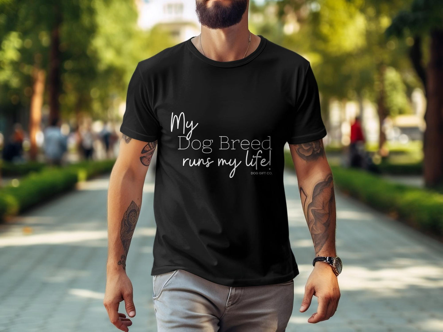 Personalised My Dog Breed Runs My Life - Classic Crewneck T-shirt