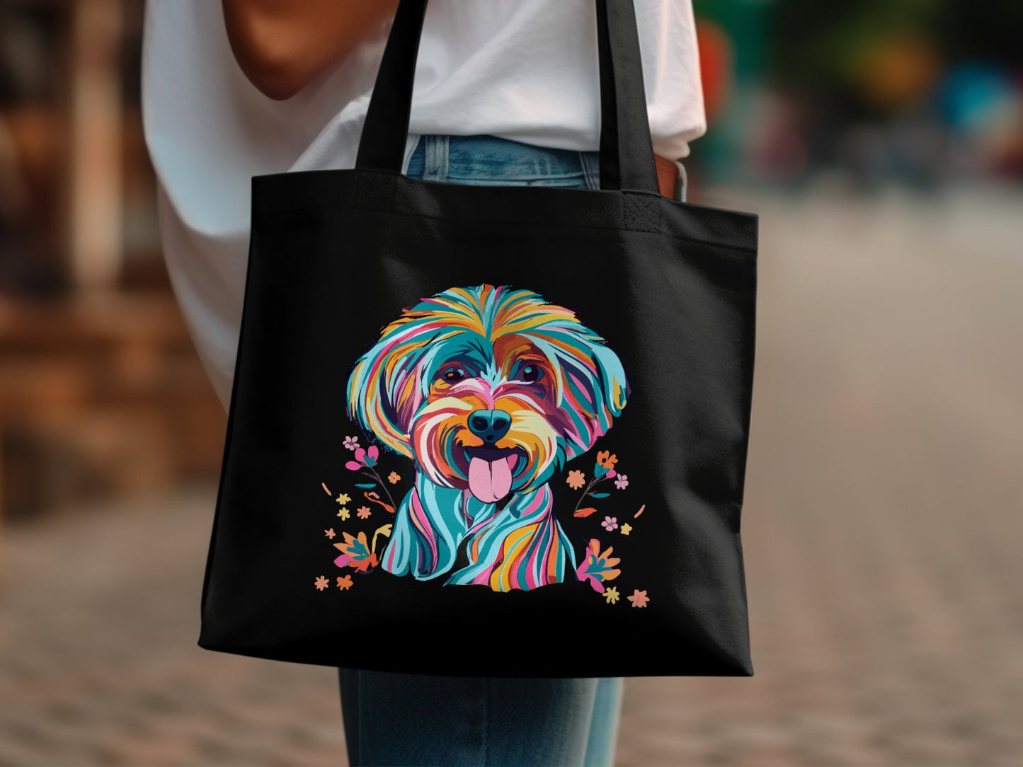 Personalised Vibrant Cavapoo or Cavoodle Tote Bag