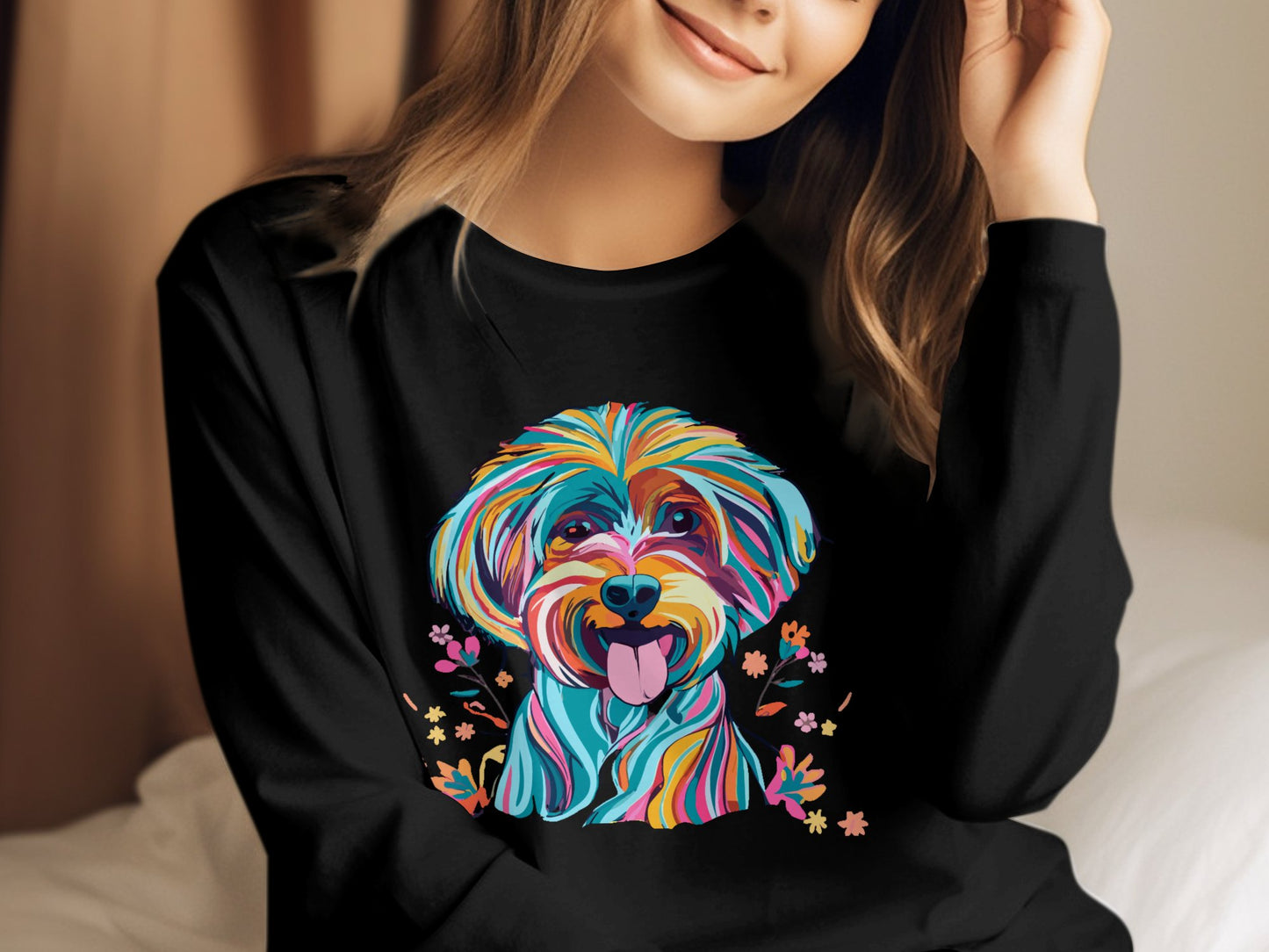 Personalised Vibrant Cavapoo or Cavoodle - Longsleeve T-shirt