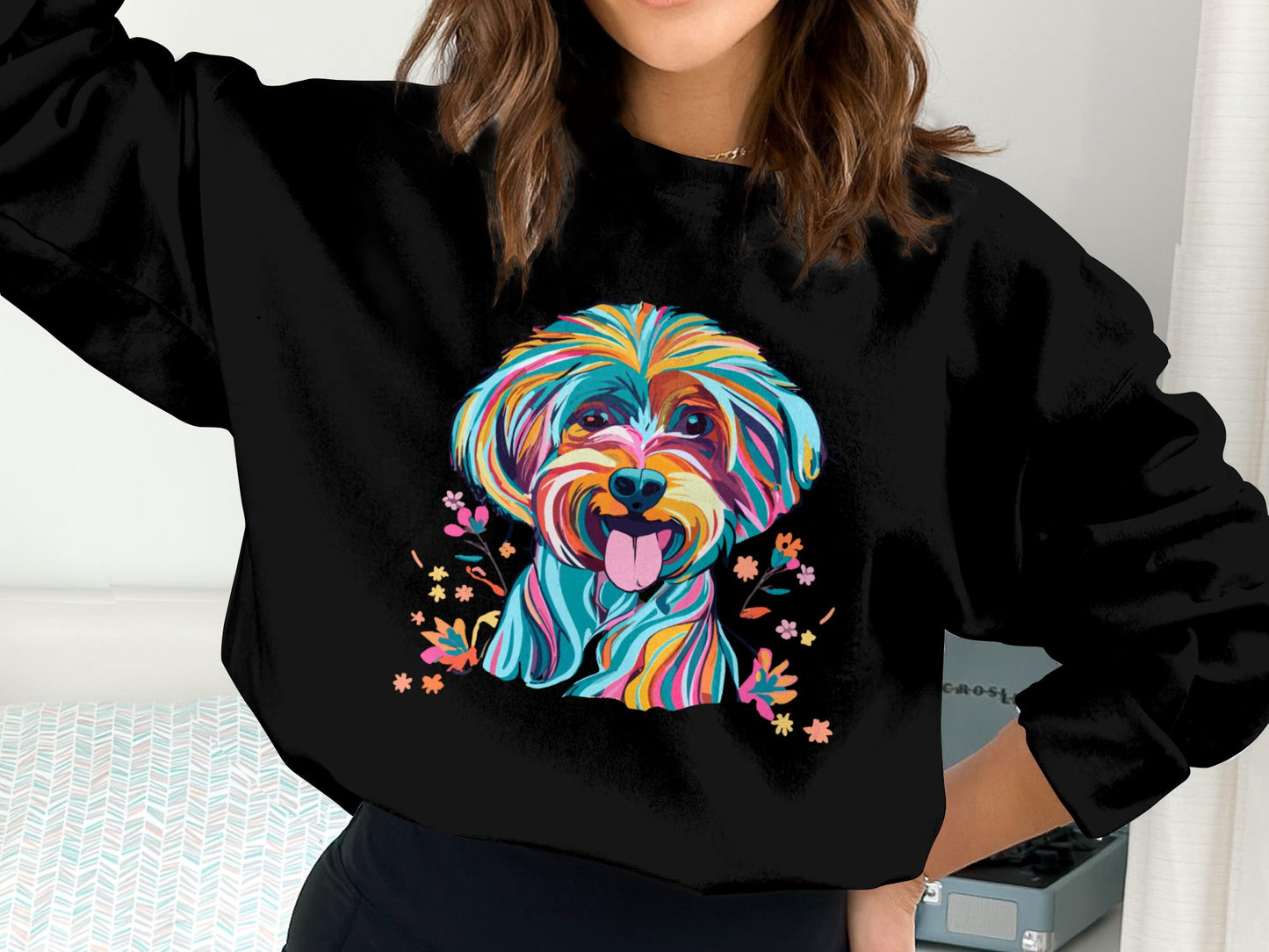 Personalised Vibrant Cavapoo or Cavoodle - Crewneck Sweatshirt