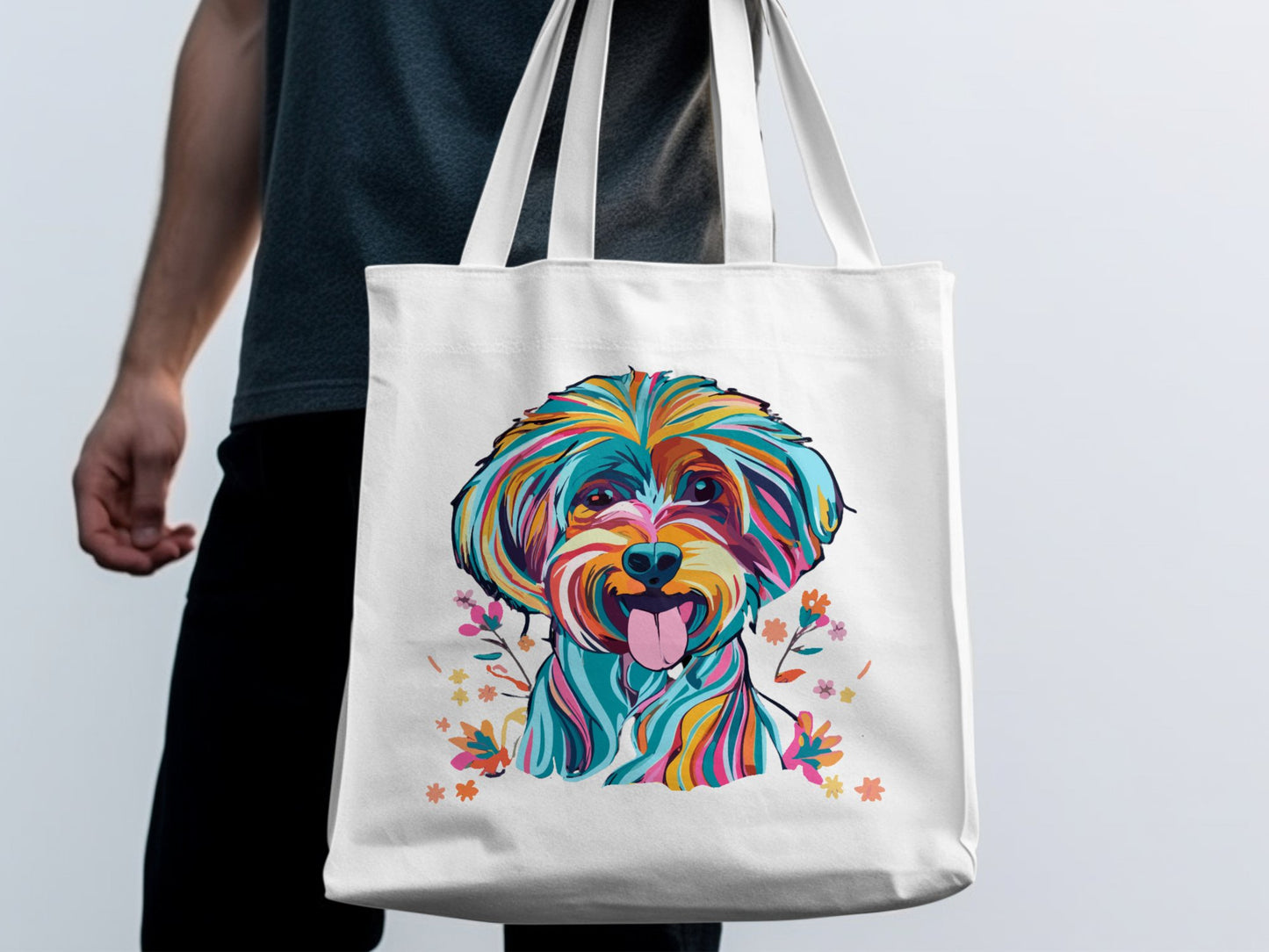 Personalised Vibrant Cavapoo or Cavoodle Tote Bag