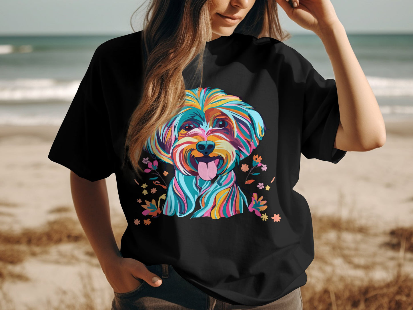 Personalised Vibrant Cavapoo or Cavoodle - Classic Crewneck T-shirt