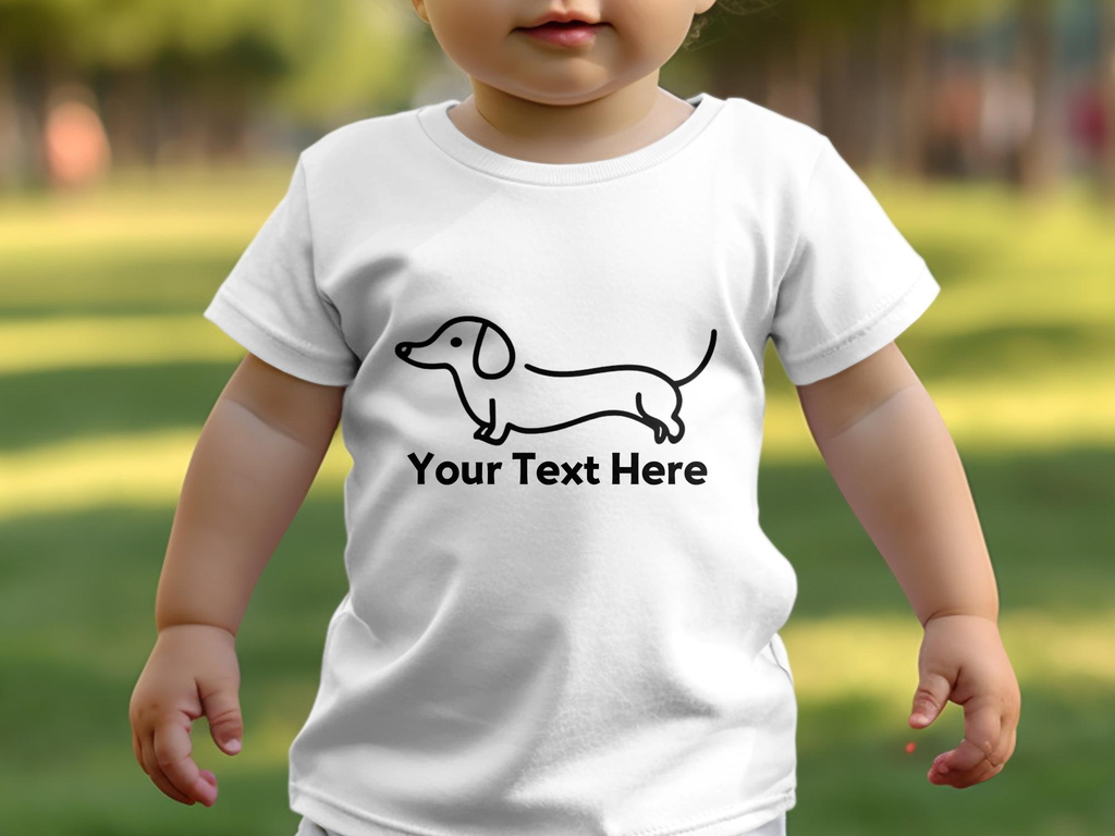 Personalised Dachshund Line Drawing - Babies T-shirt