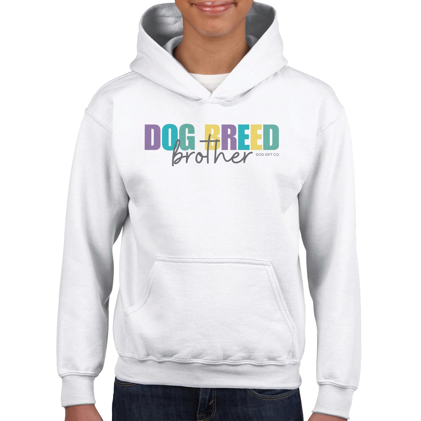 Personalised Colourful Dog Breed Brother - Kids Hoodie