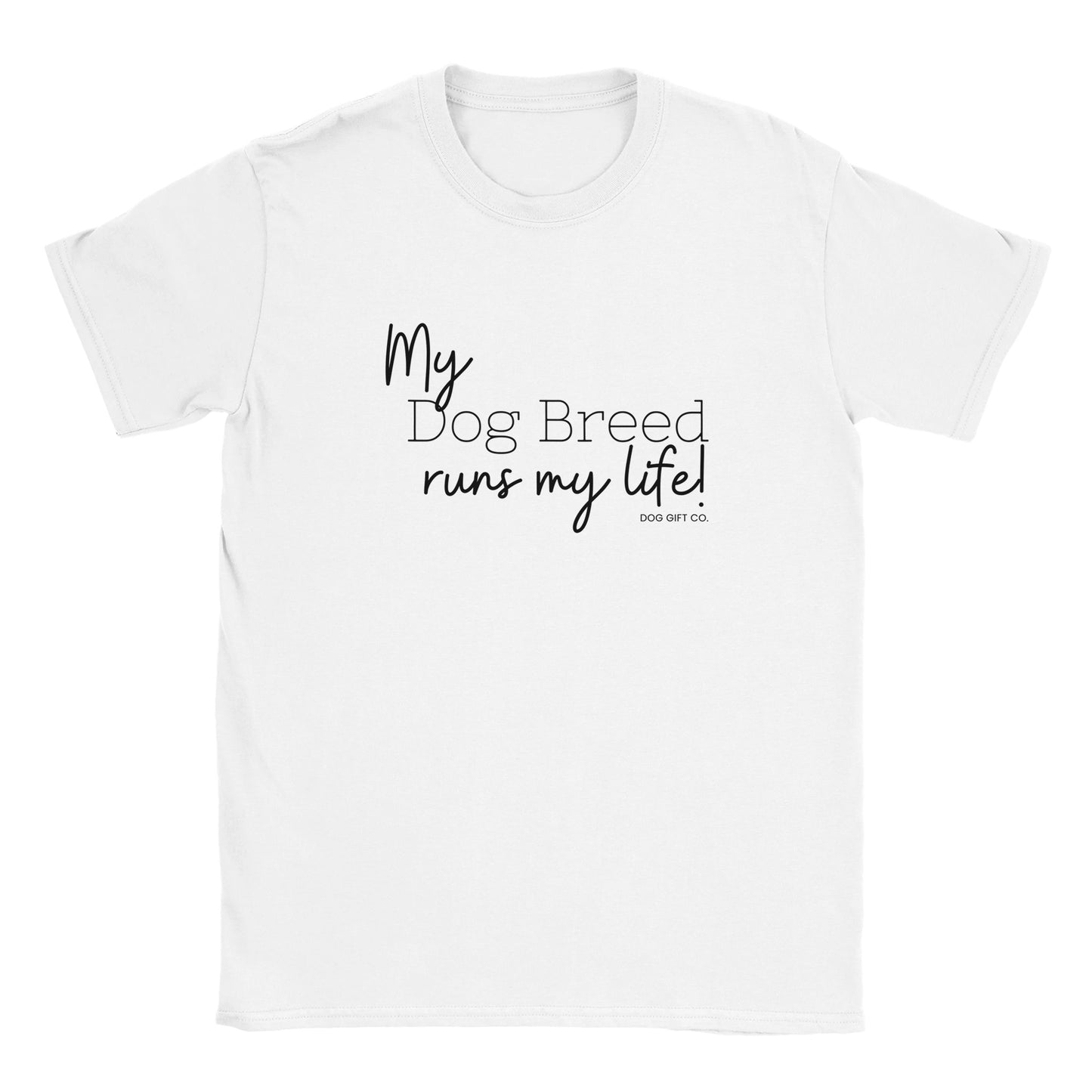 Personalised My Dog Breed Runs My Life - Classic Crewneck T-shirt