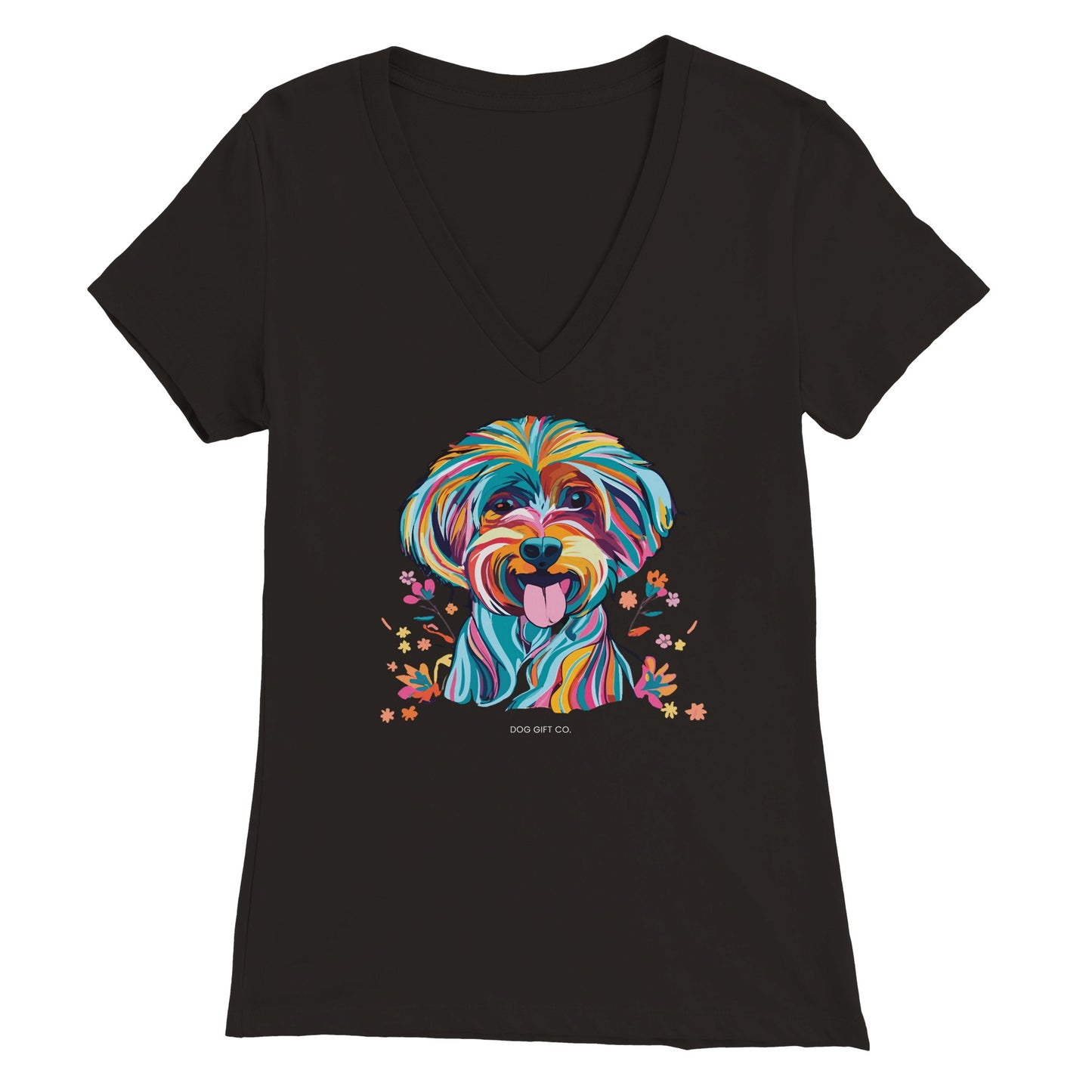 Personalised Vibrant Cavapoo or Cavoodle - Womens V-Neck T-shirt