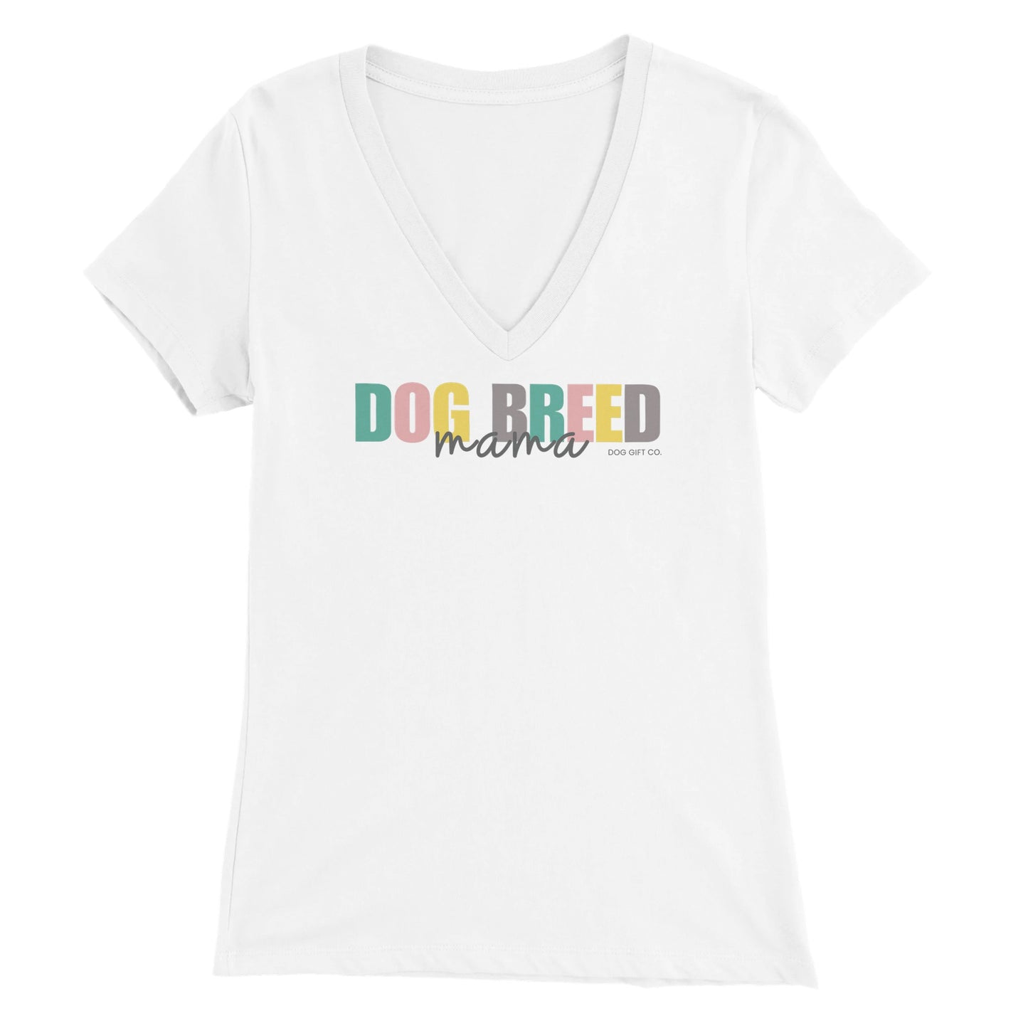 Personalised Colourful Dog Breed Mama - Womens V-Neck T-shirt