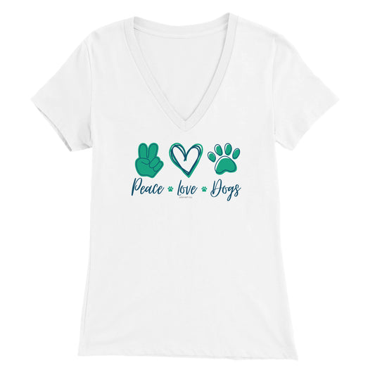 Peace Love Dogs - Womens V-Neck T-shirt