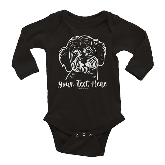 Personalised Cavoodle_Cavapoo Line Drawing - Baby Longsleeve Bodysuit