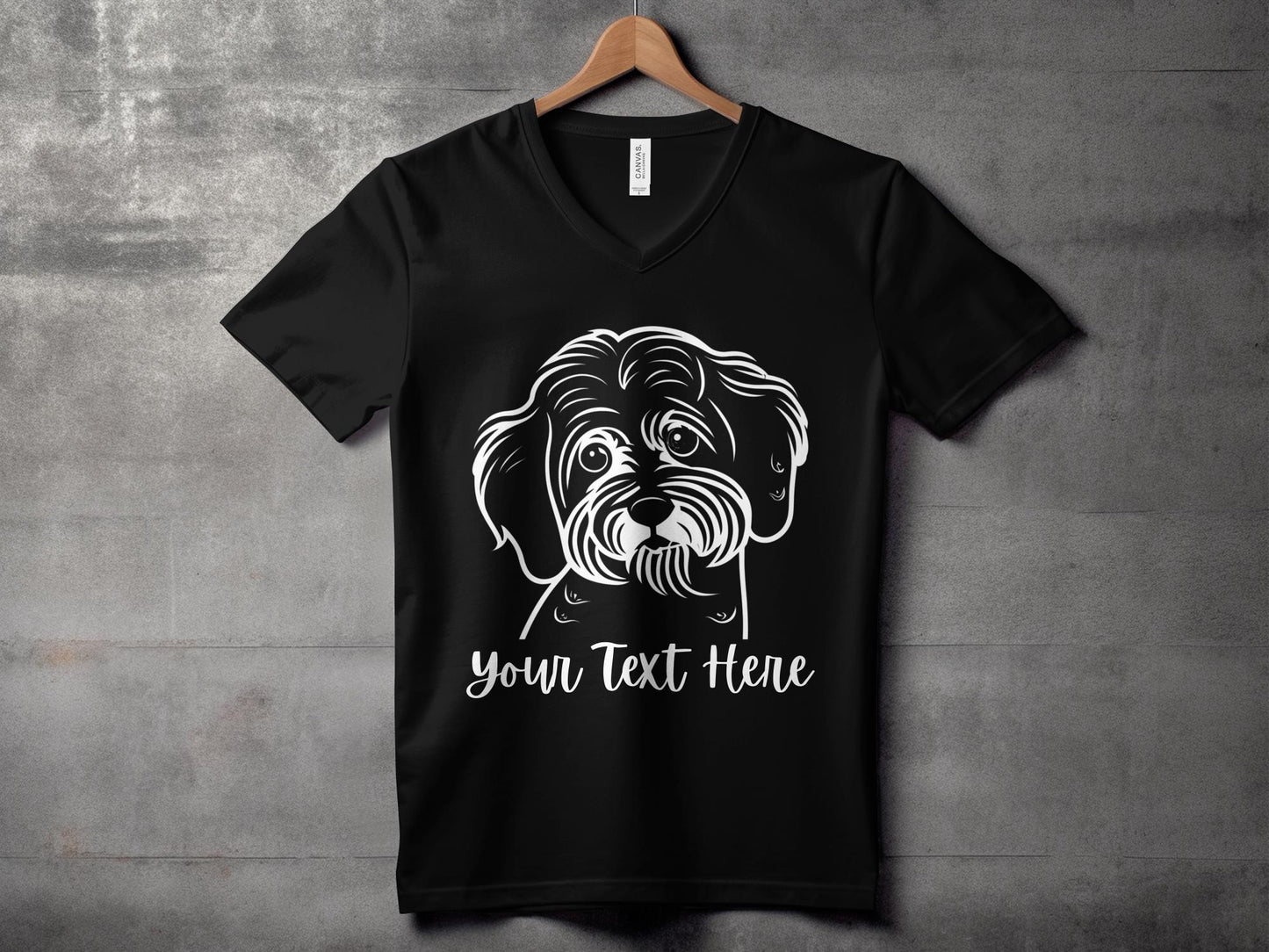 Personalised Cavoodle_Cavapoo Line Drawing - Womens V-Neck T-shirt