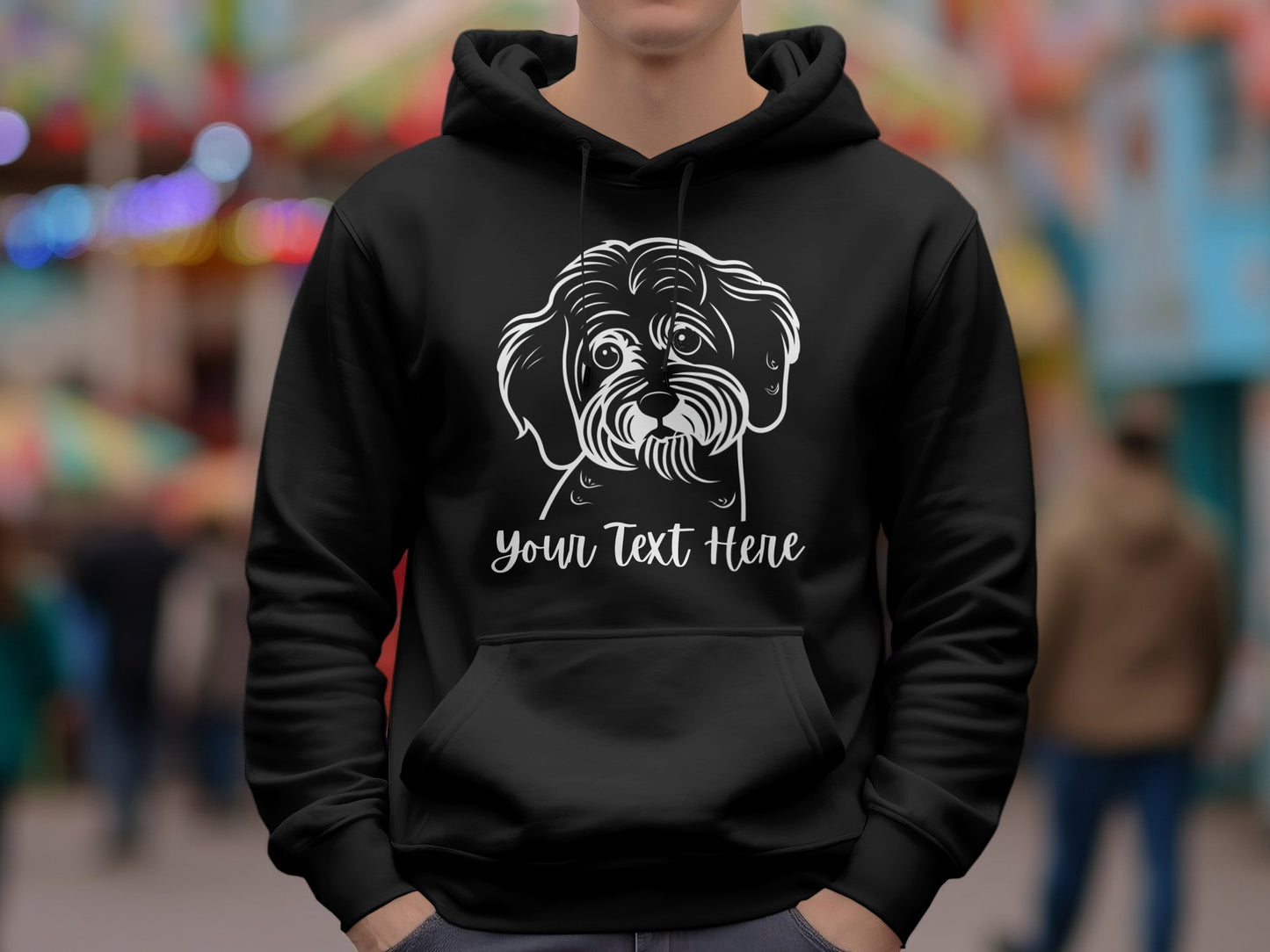 Personalised Cavoodle_Cavapoo Line Drawing - Pullover Hoodie