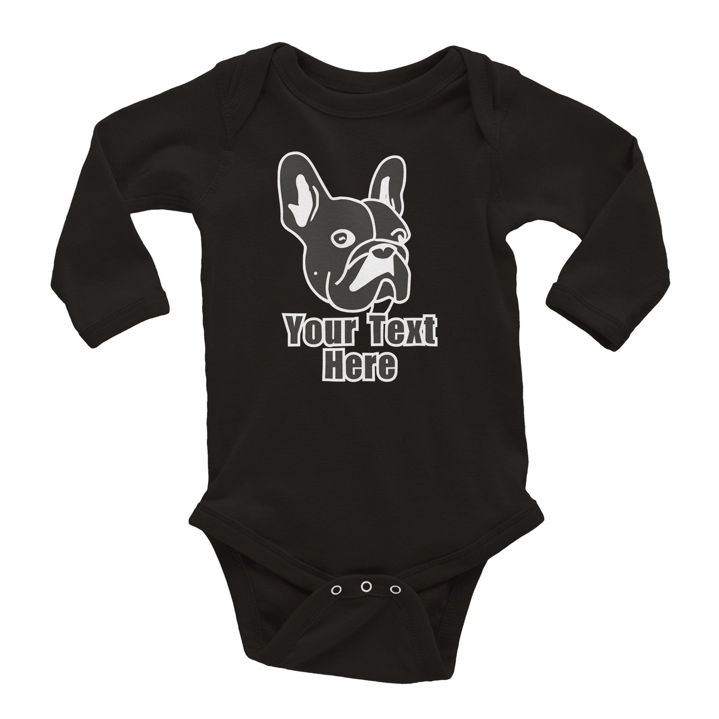 Personalised French Bulldog Line Drawing - Baby Longsleeve Bodysuit