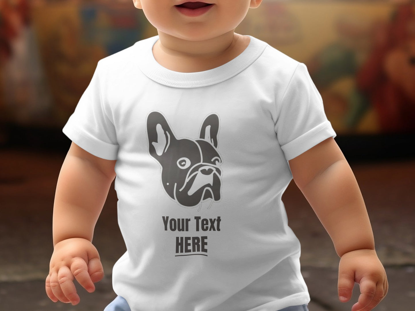 Personalised French Bulldog Line Drawing - Babies T-shirt