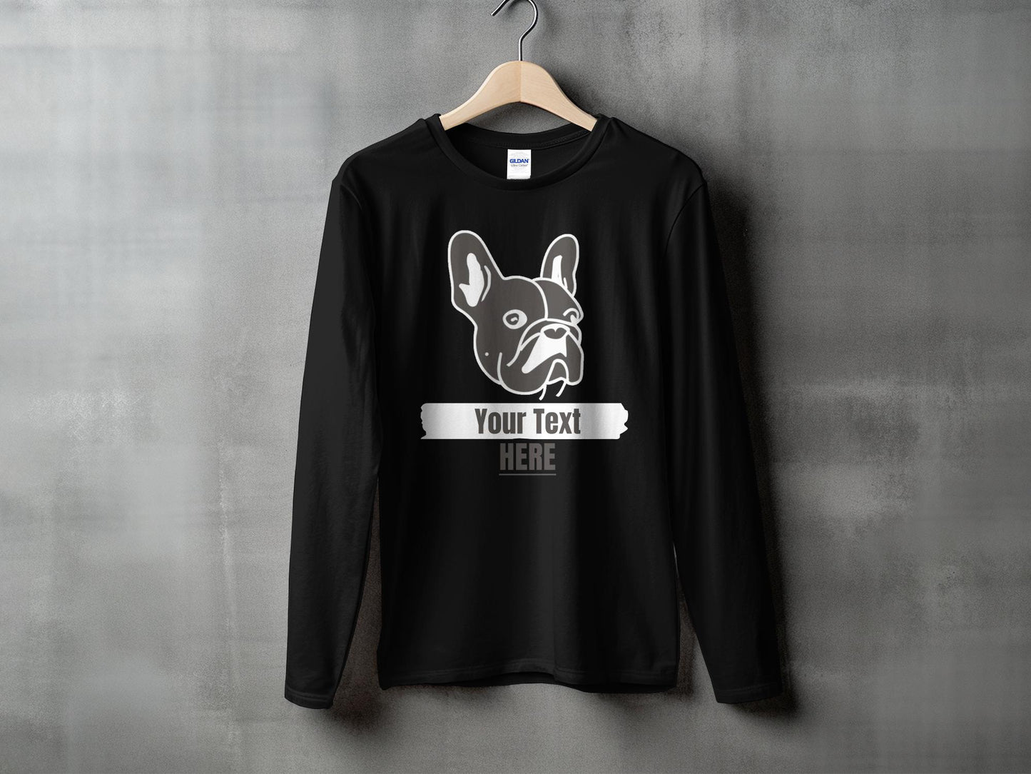 Personalised French Bulldog Line Drawing - Longsleeve T-shirt