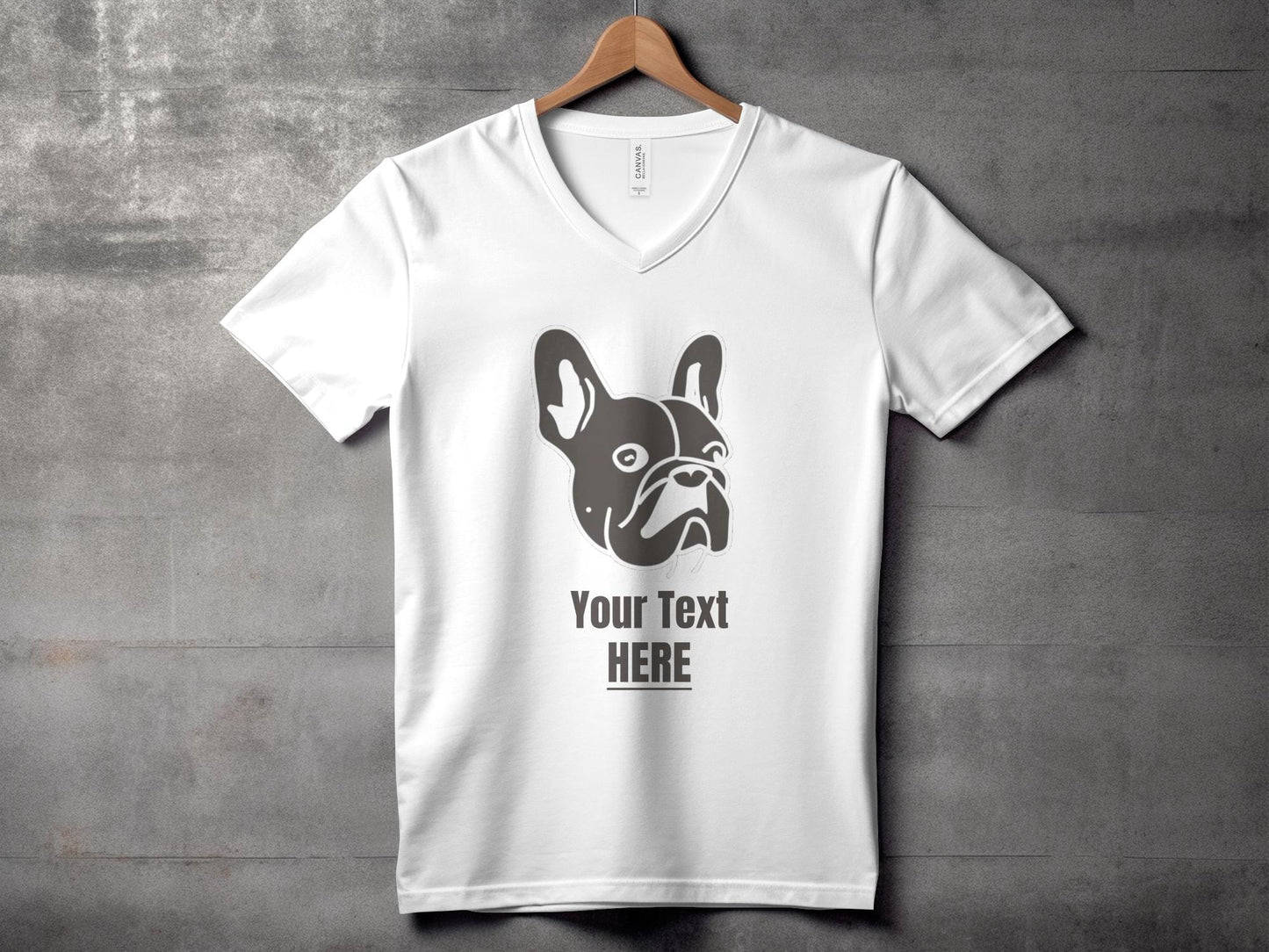 Personalised French Bulldog Line Drawing - Womens V-Neck T-shirt