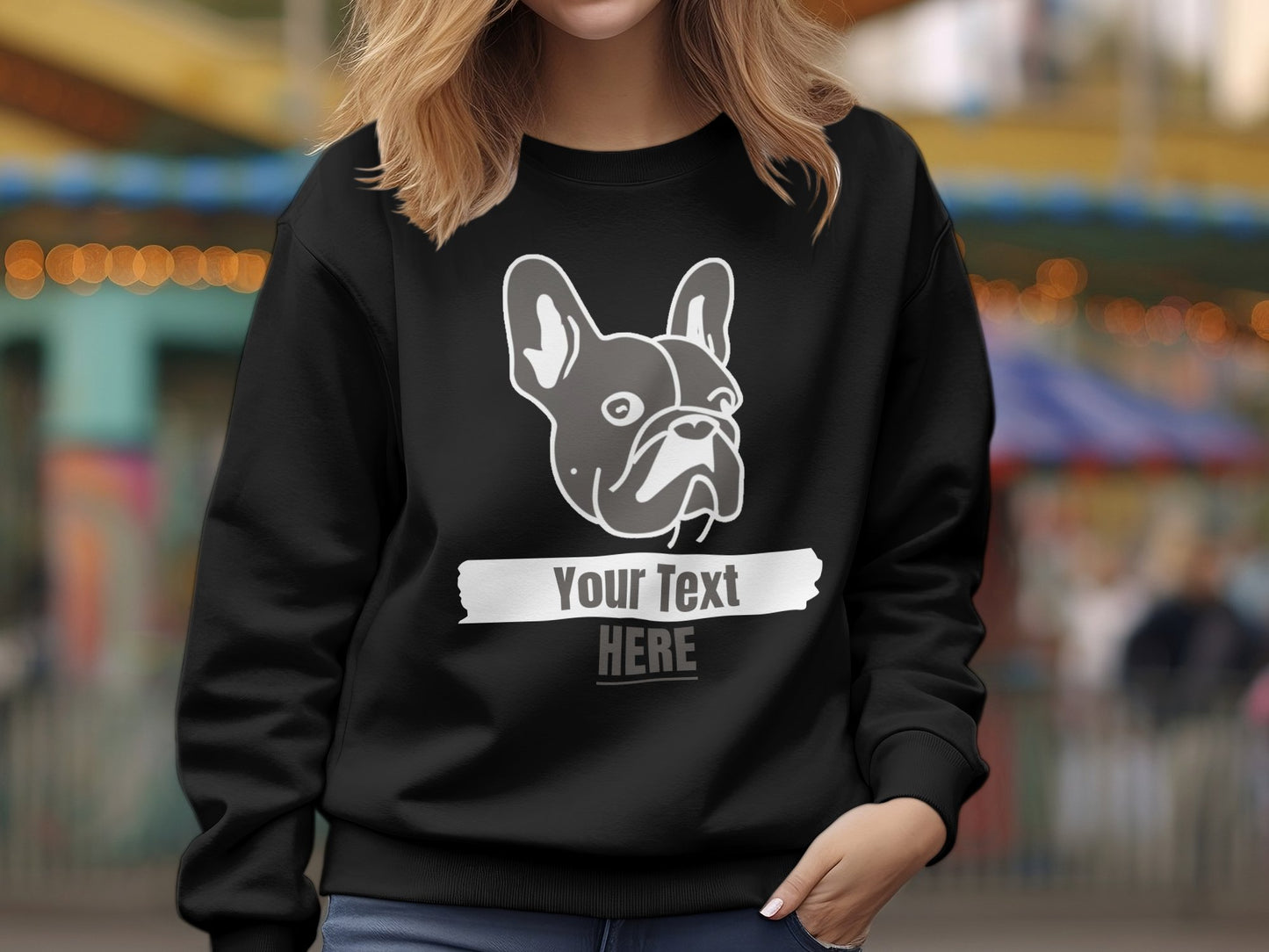 Personalised French Bulldog Line Drawing - Crewneck Sweatshirt