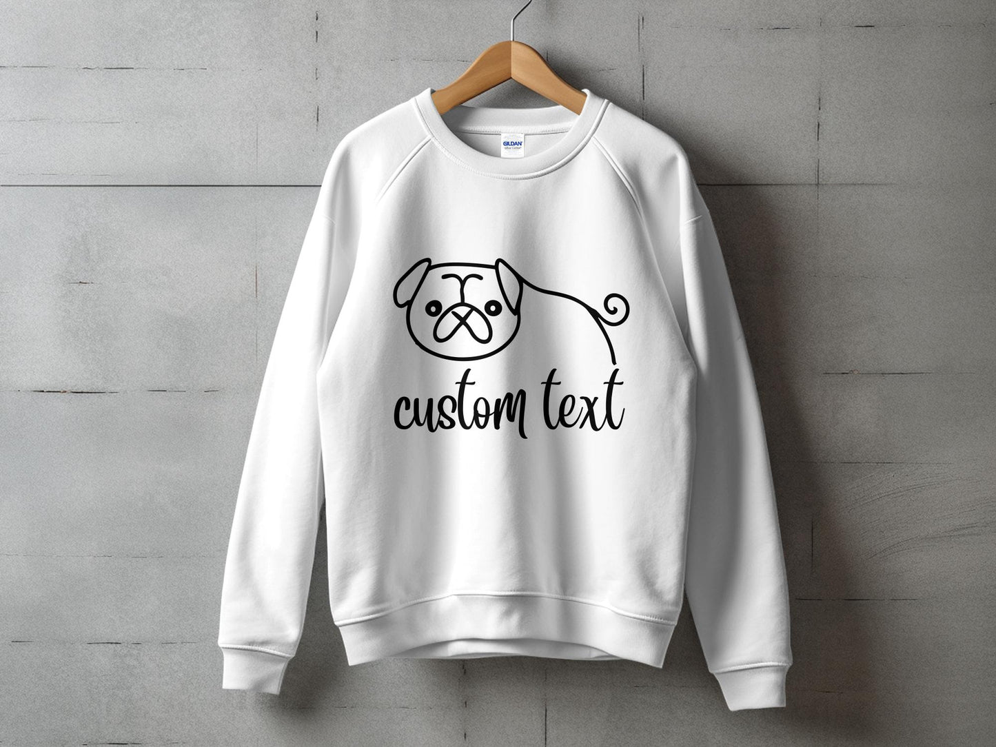 Personalised Pug Line Drawing  - Crewneck Sweatshirt