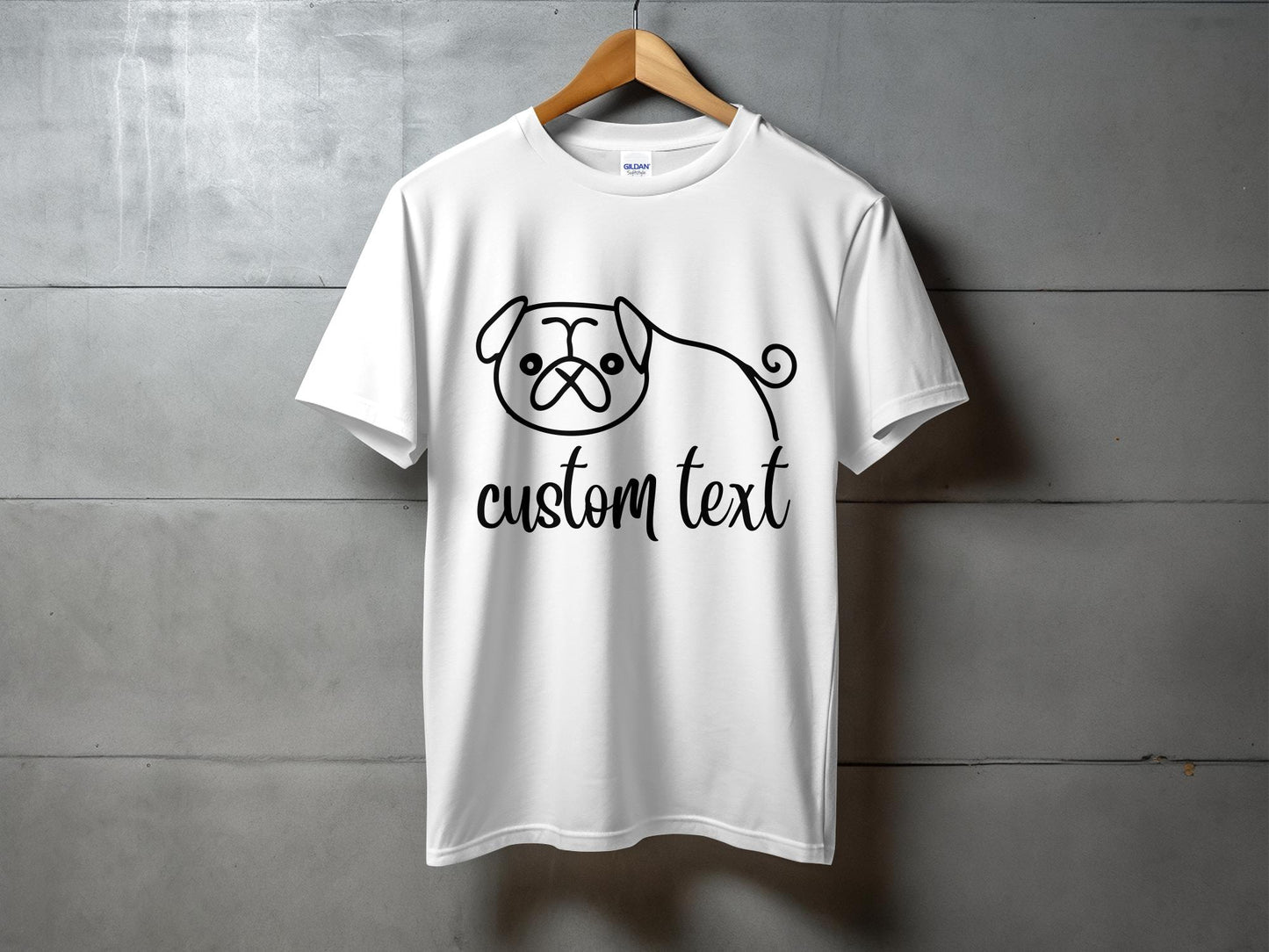 Personalised Pug Line Drawing - Classic Crewneck T-shirt