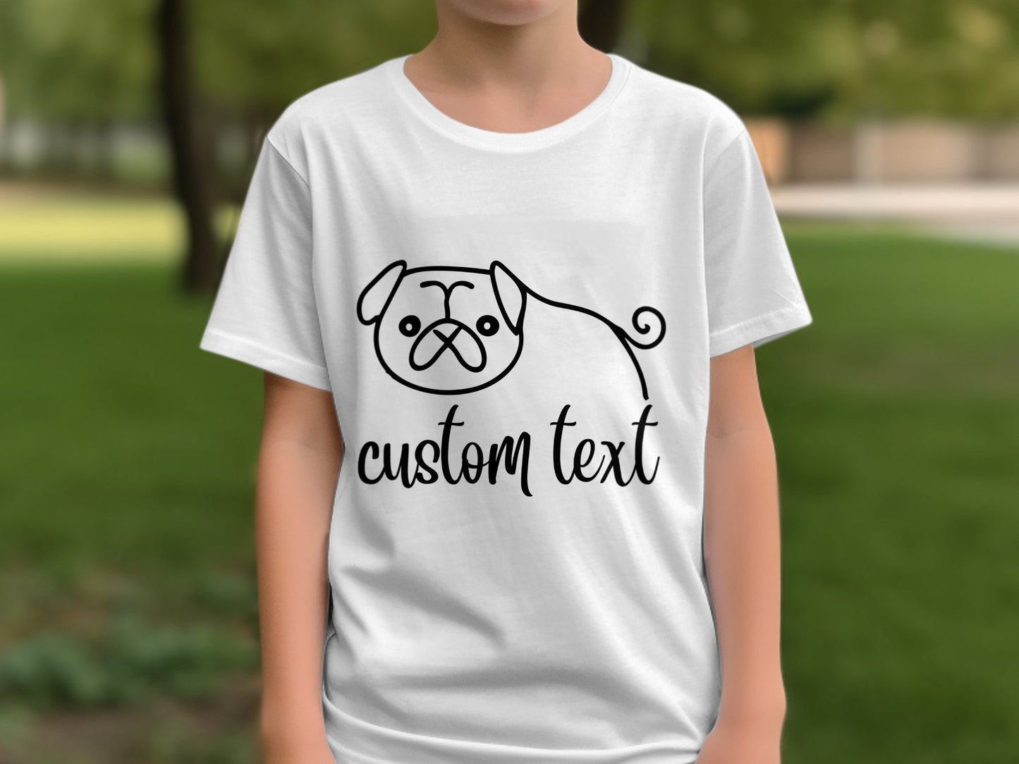 Personalised Pug Line Drawing - Classic Kids T-shirt