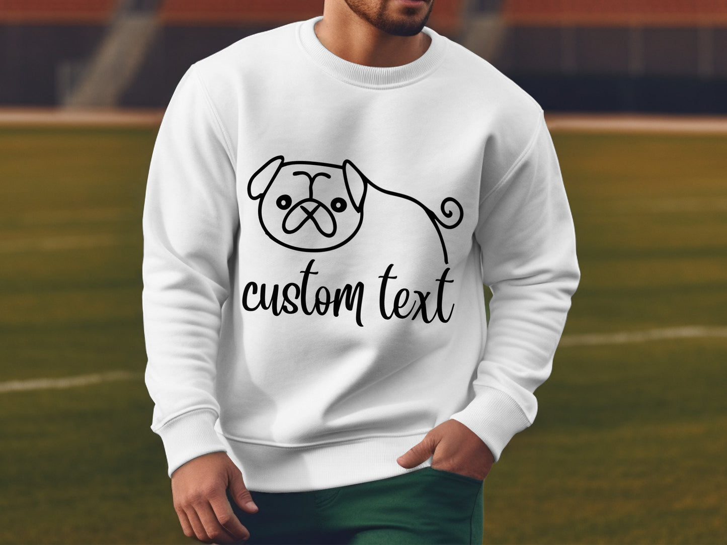 Personalised Pug Line Drawing  - Crewneck Sweatshirt