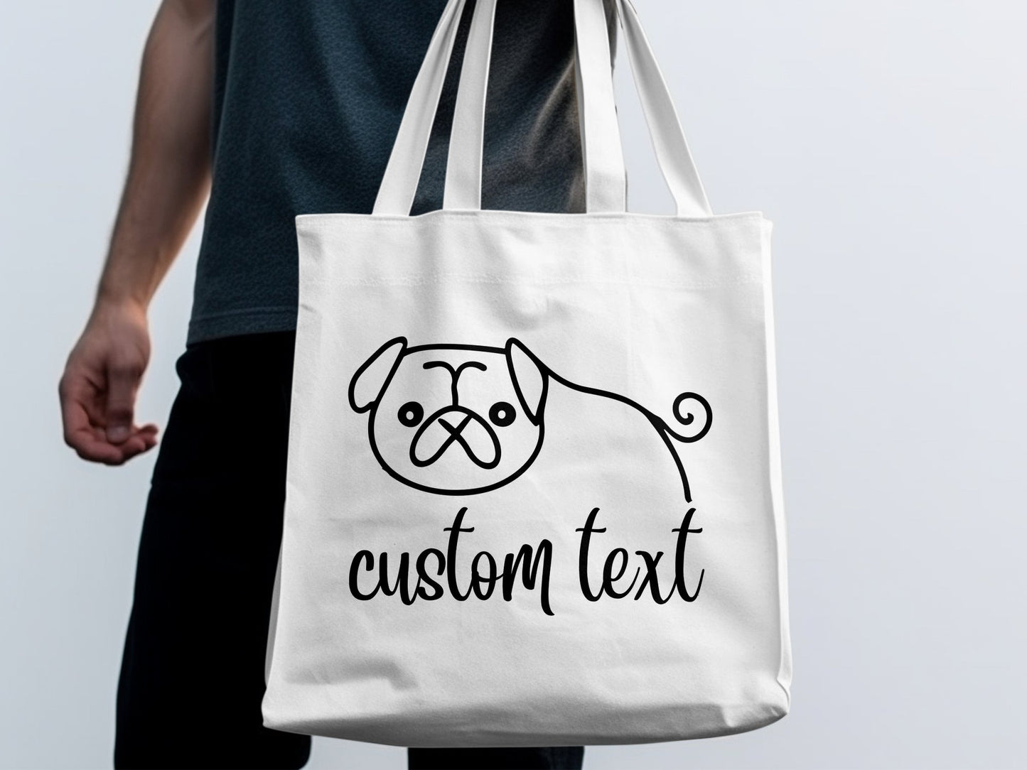 Personalised Pug Line Drawing - Classic Tote Bag