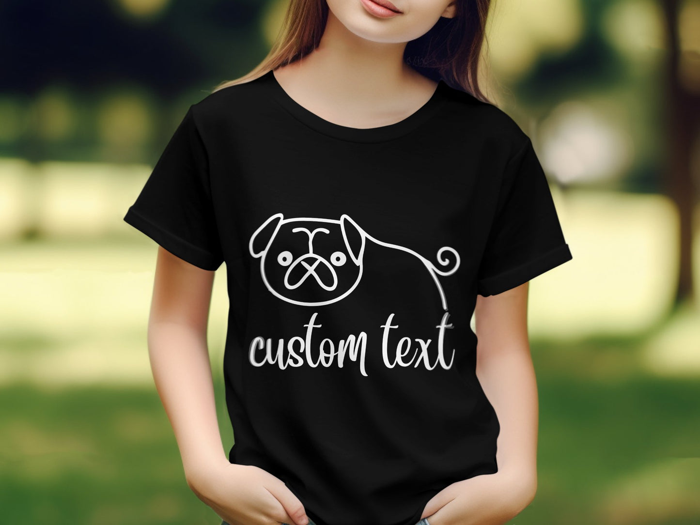 Personalised Pug Line Drawing - Classic Kids T-shirt