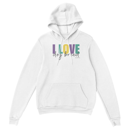 Personalised Colourful I Love Dog Breed - Pullover Hoodie