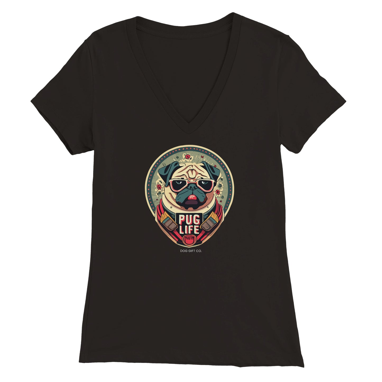 Pug Life Womens V-Neck T-shirt