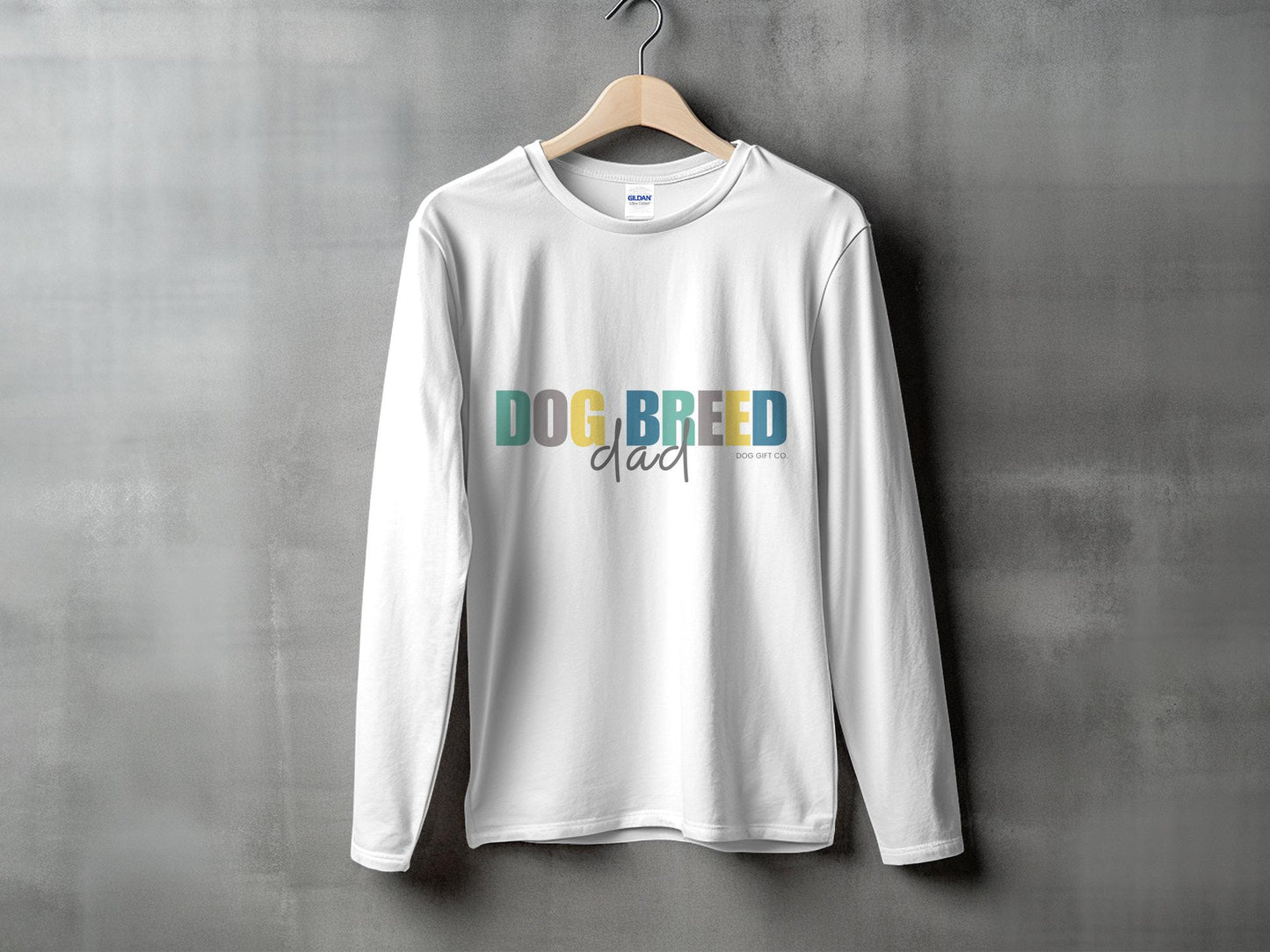 Personalised Colourful Dog Breed Dad - Longsleeve T-shirt