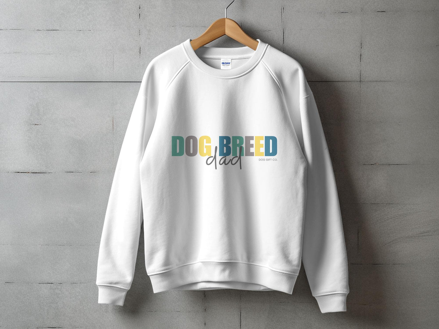 Personalised Colourful Dog Breed Dad - Crewneck Sweatshirt