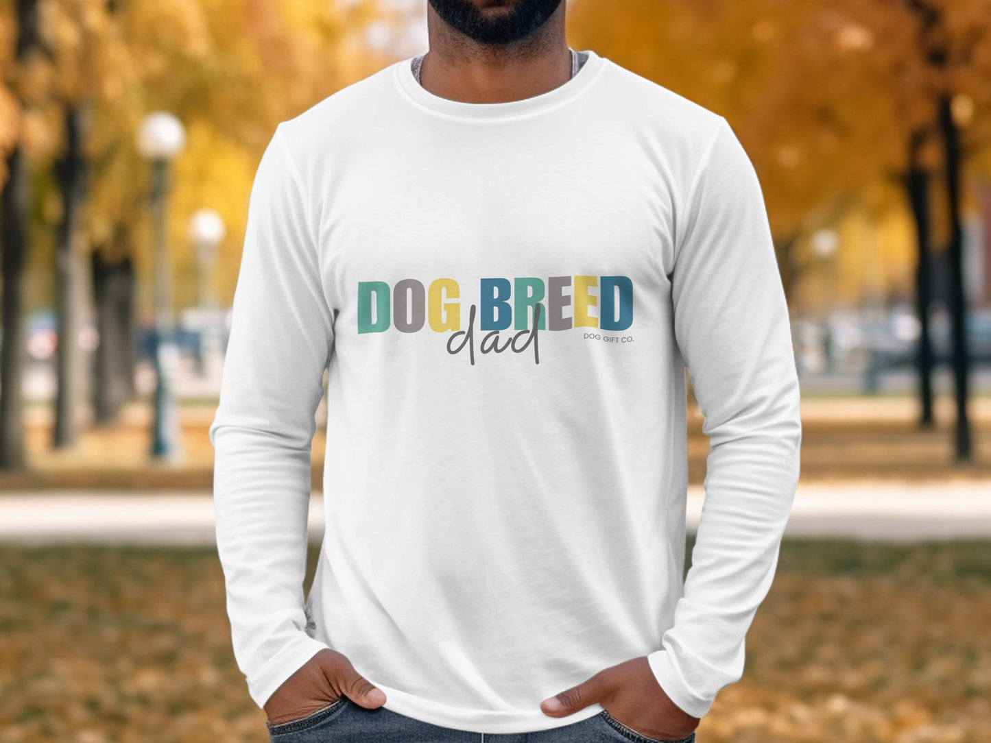 Personalised Colourful Dog Breed Dad - Longsleeve T-shirt