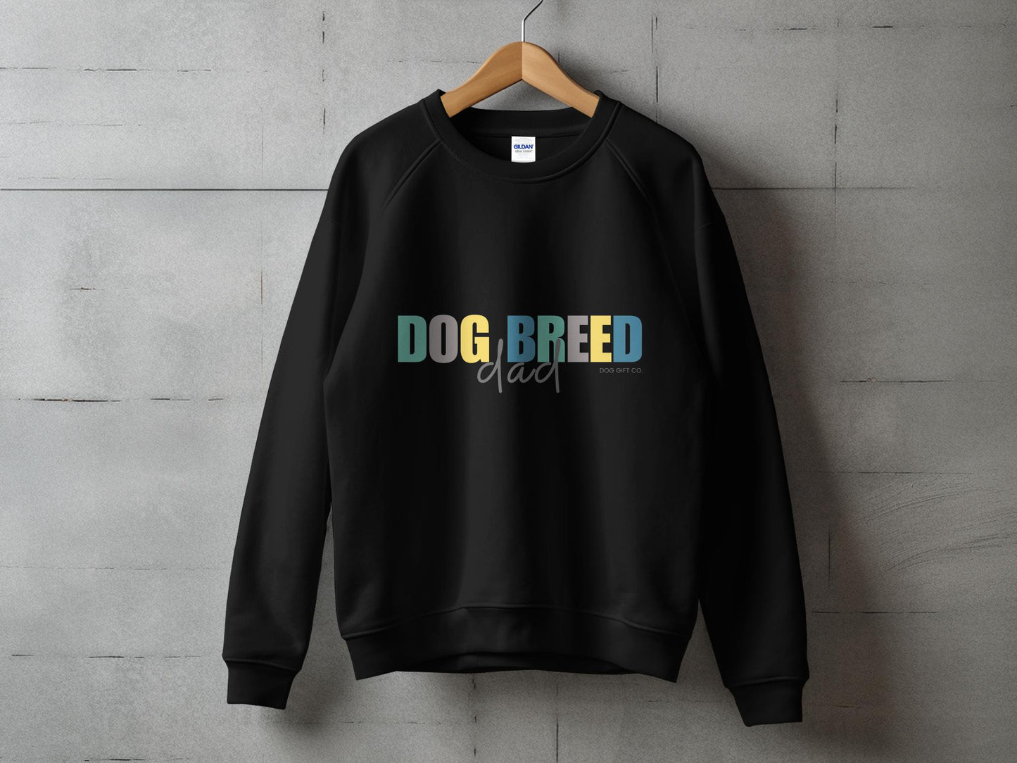 Personalised Colourful Dog Breed Dad - Crewneck Sweatshirt