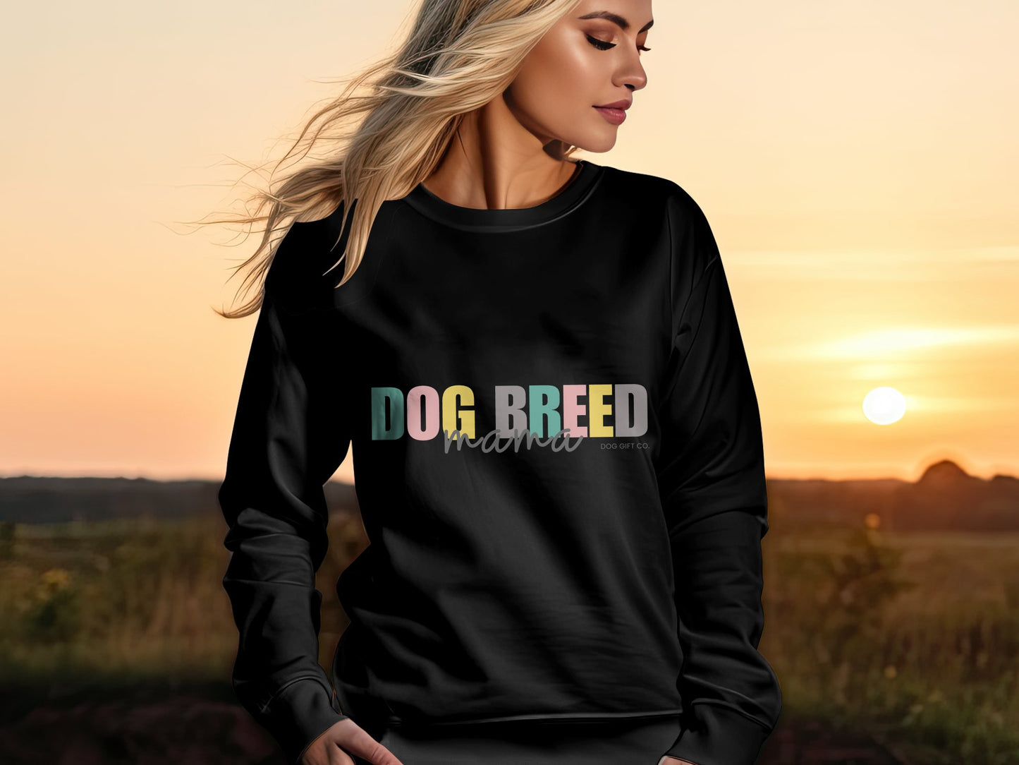 Personalised Colourful Dog Breed Mama - Longsleeve T-shirt