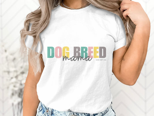 Personalised Colourful Dog Breed Mama - Classic Crewneck T-shirt