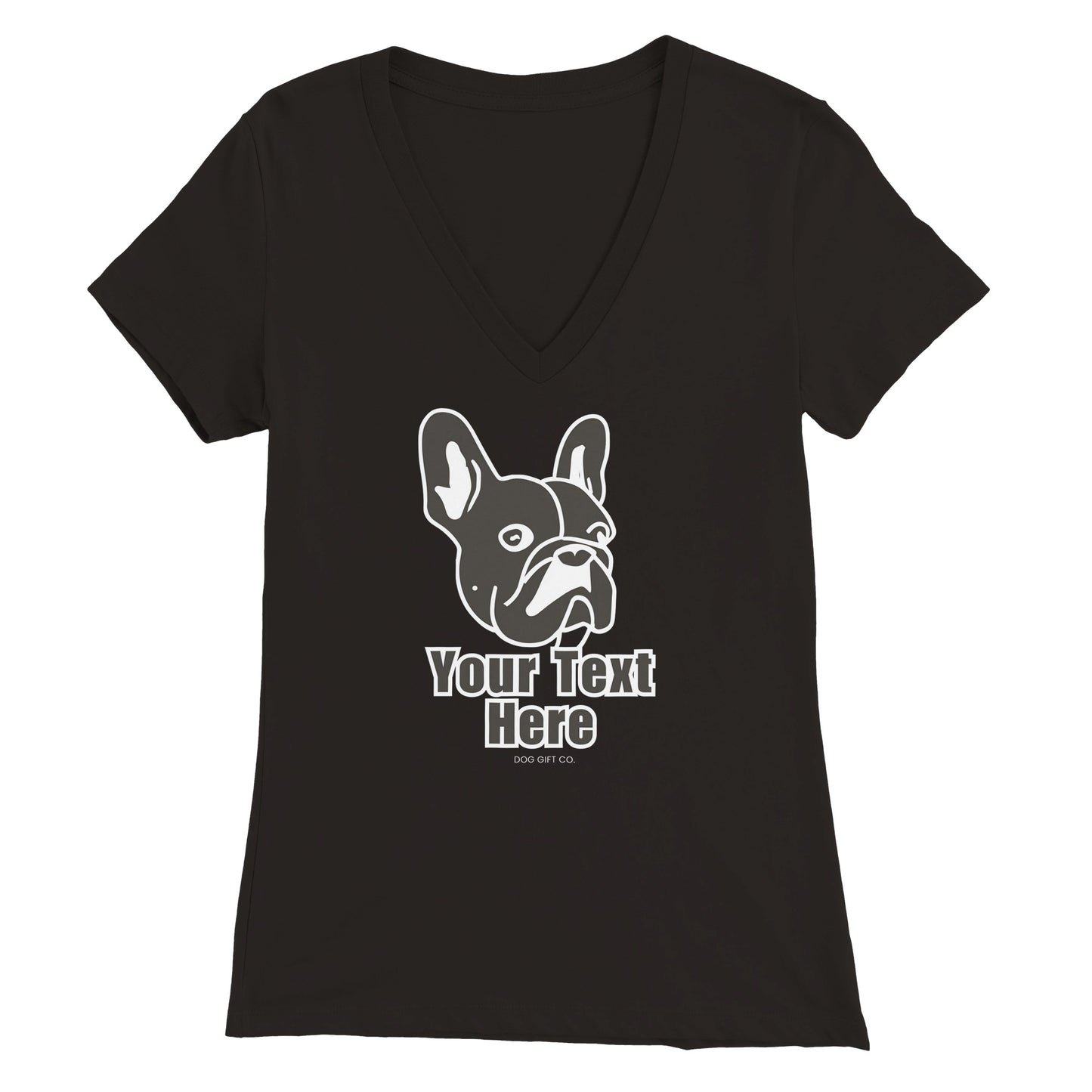 Personalised French Bulldog Line Drawing - Womens V-Neck T-shirt