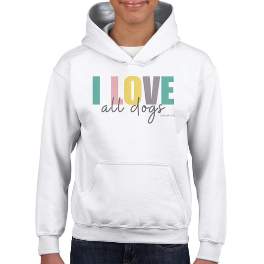 Colourful I Love All Dogs - Kids Hoodie