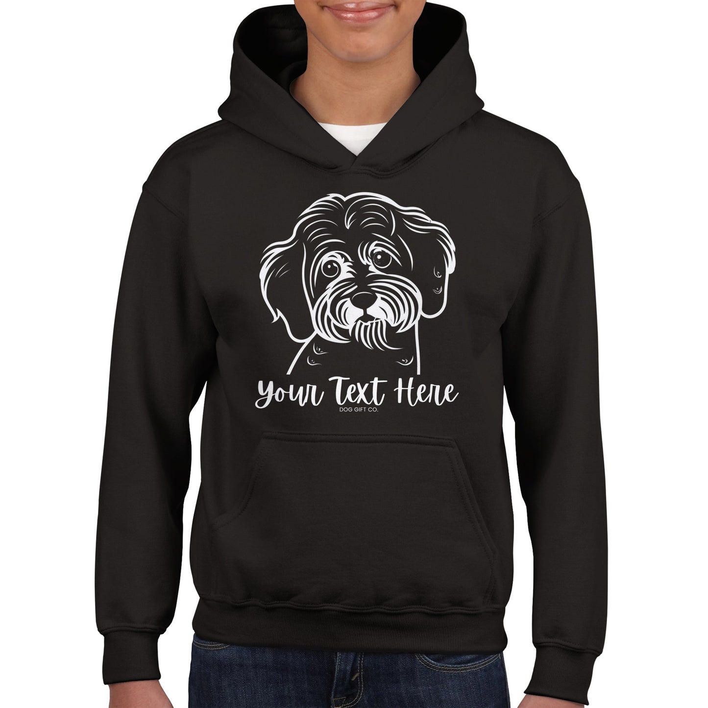 Personalised Cavoodle_Cavapoo Line Drawing - Kids Hoodie