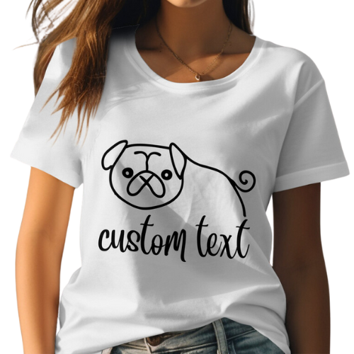 Personalised Pug Line Drawing - Classic Crewneck T-shirt