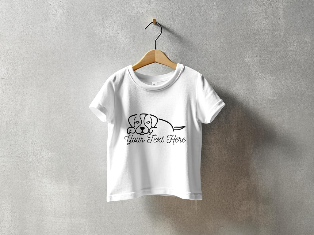 Personalised Beagle Line Drawing - Babies T-shirt