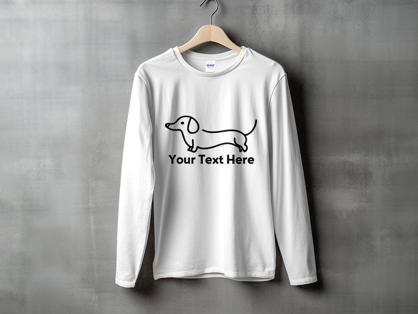 Personalised Dachshund Line Drawing - Longsleeve T-shirt