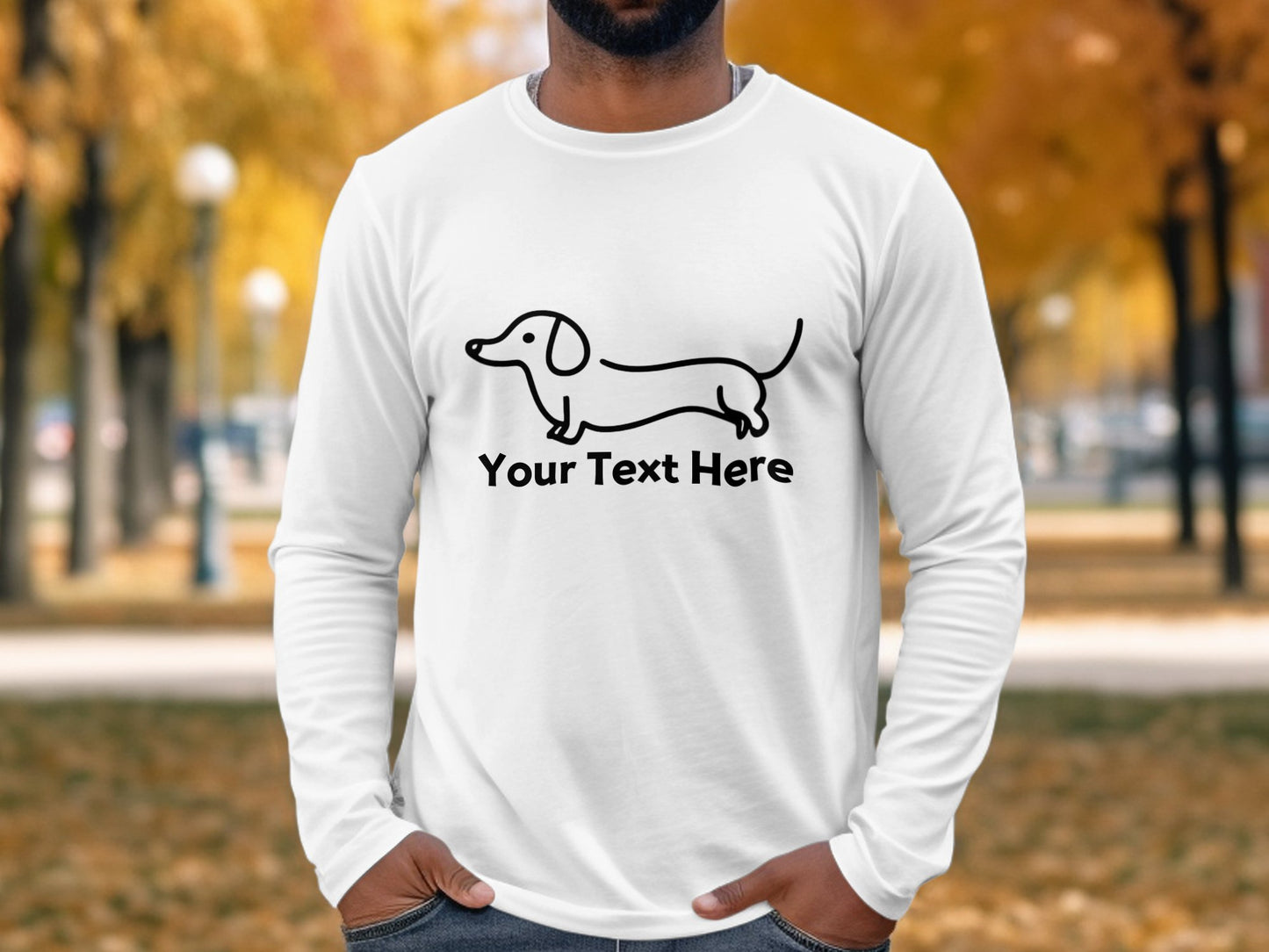 Personalised Dachshund Line Drawing - Longsleeve T-shirt