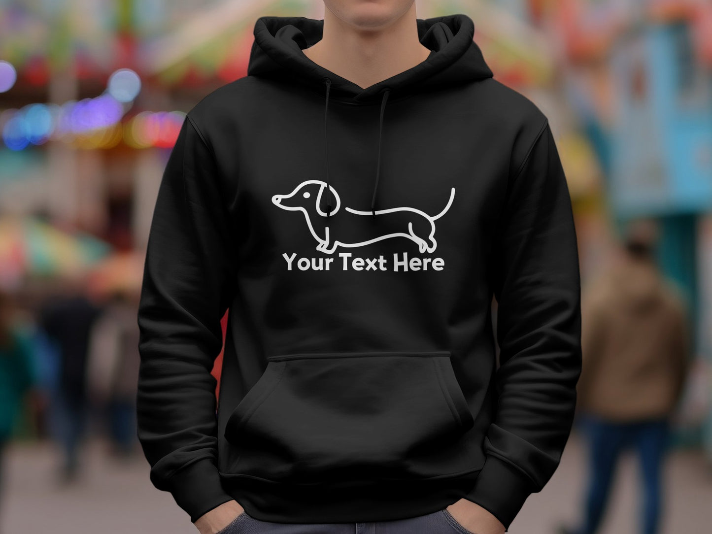 Personalised Dachshund Line Drawing - Pullover Hoodie